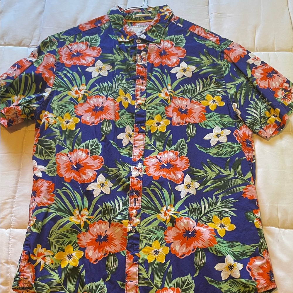 Tropical Floral Men's Shirt - Blue, Red, Yellow